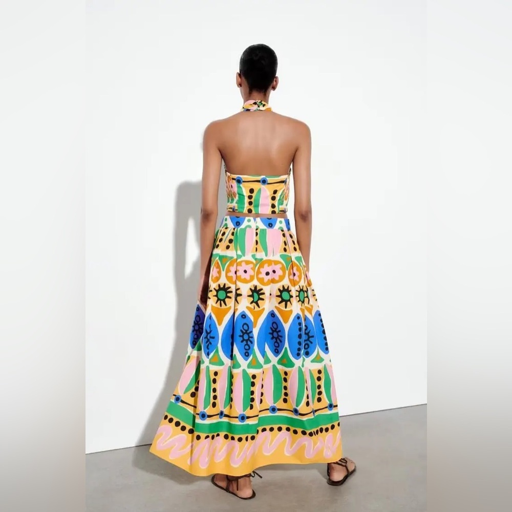 Zara High Waisted Printed Voluminous Maxi Skirt - Picture 4 of 4